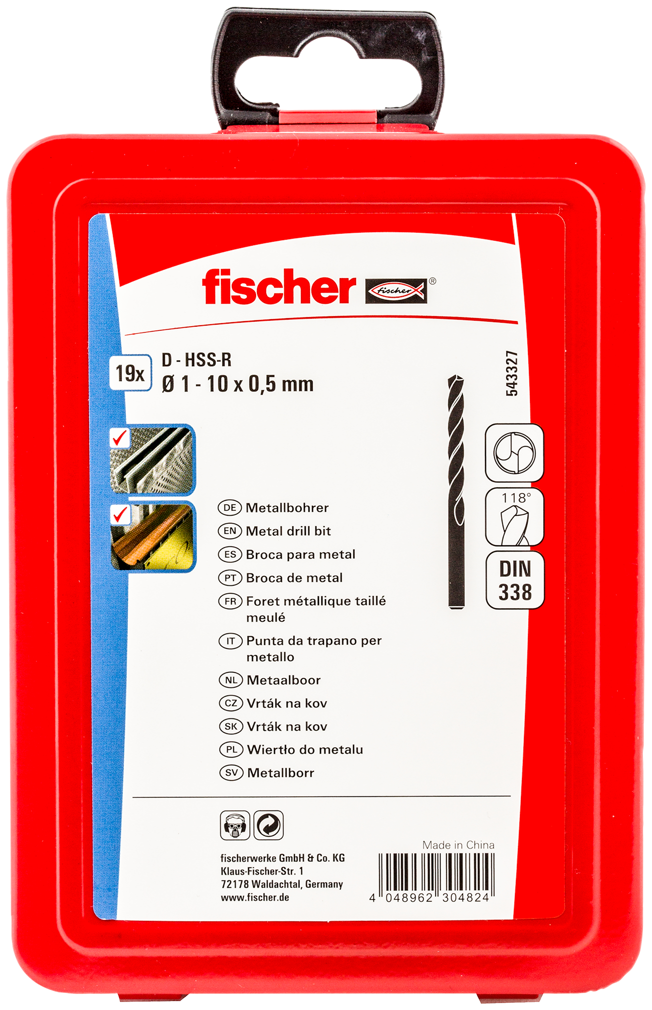 Sada vrtáků do kovu fischer HSS-R 1-10 mm (19 ks)