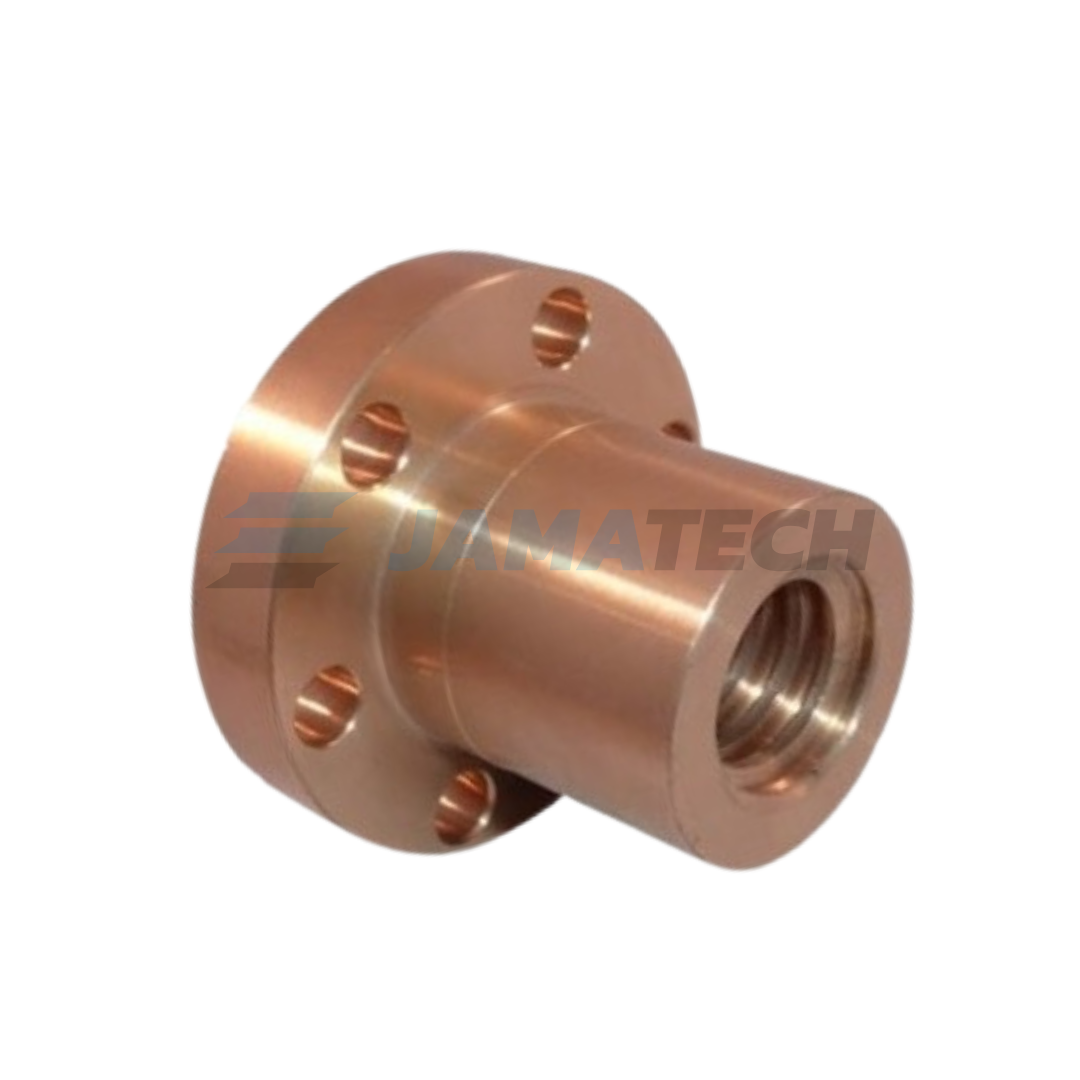 Trapézová matice 10/3 D38xL15 s přírubou bronz